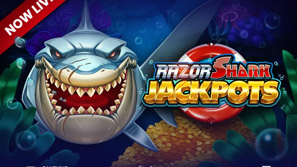 Razor Shark Jackpots: ilustración del proveedor para la cobertura del lanzamiento