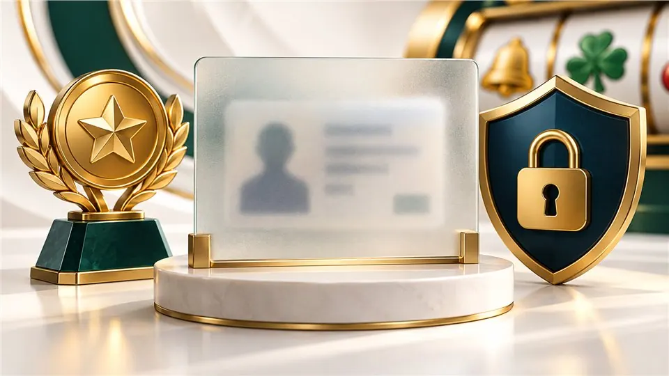 Konseptuwal na identity card na pinoprotektahan ng privacy shield at award marker