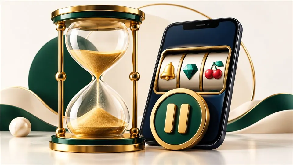 Ampulheta e apresentação de slot em pausa que representam um limite de duração da sessão